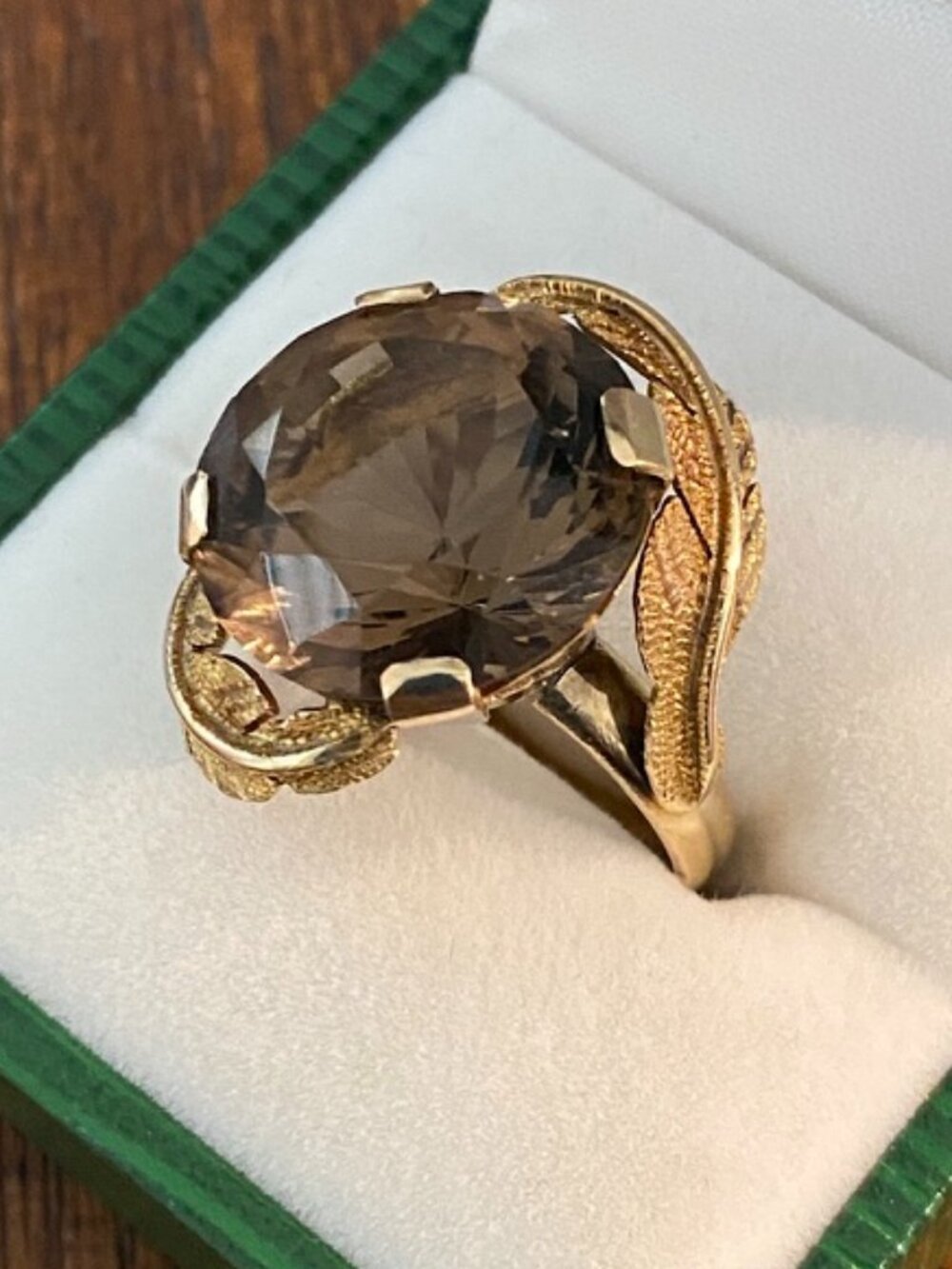 Vintage 14K Yellow Gold Smokey Quartz Ring Size 6.5